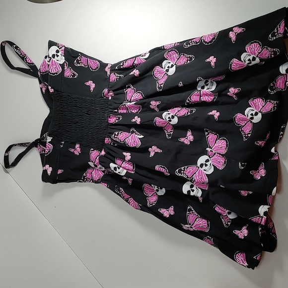 M VTG Jawbreaker Women's Sun Dress Pink Butterfly Skull Y2K 90s - Picture 5 of 12